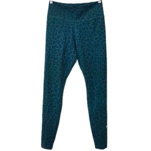 Nike Women’s Leggings, dri-fit teal sparkle leopard print, midrise + full length